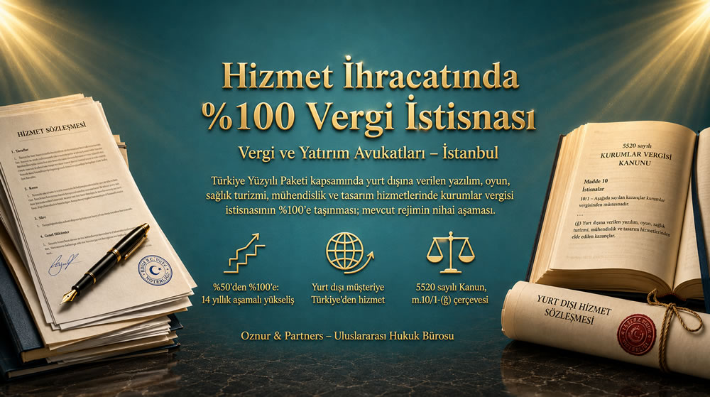 Hizmet ihracatında vergi istisnası (%100) indirim